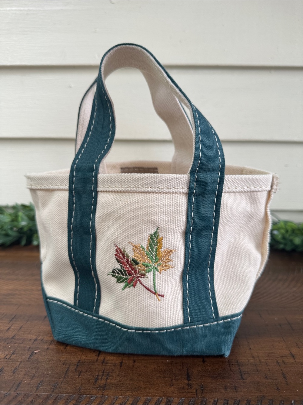 Vtg L.L. Bean Maple Leaf Mini Tote
